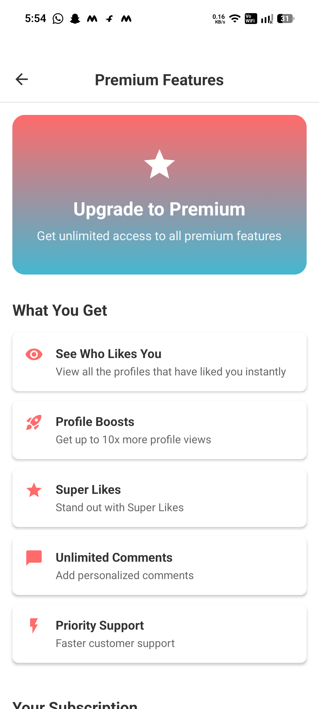 Enlov premium features screen