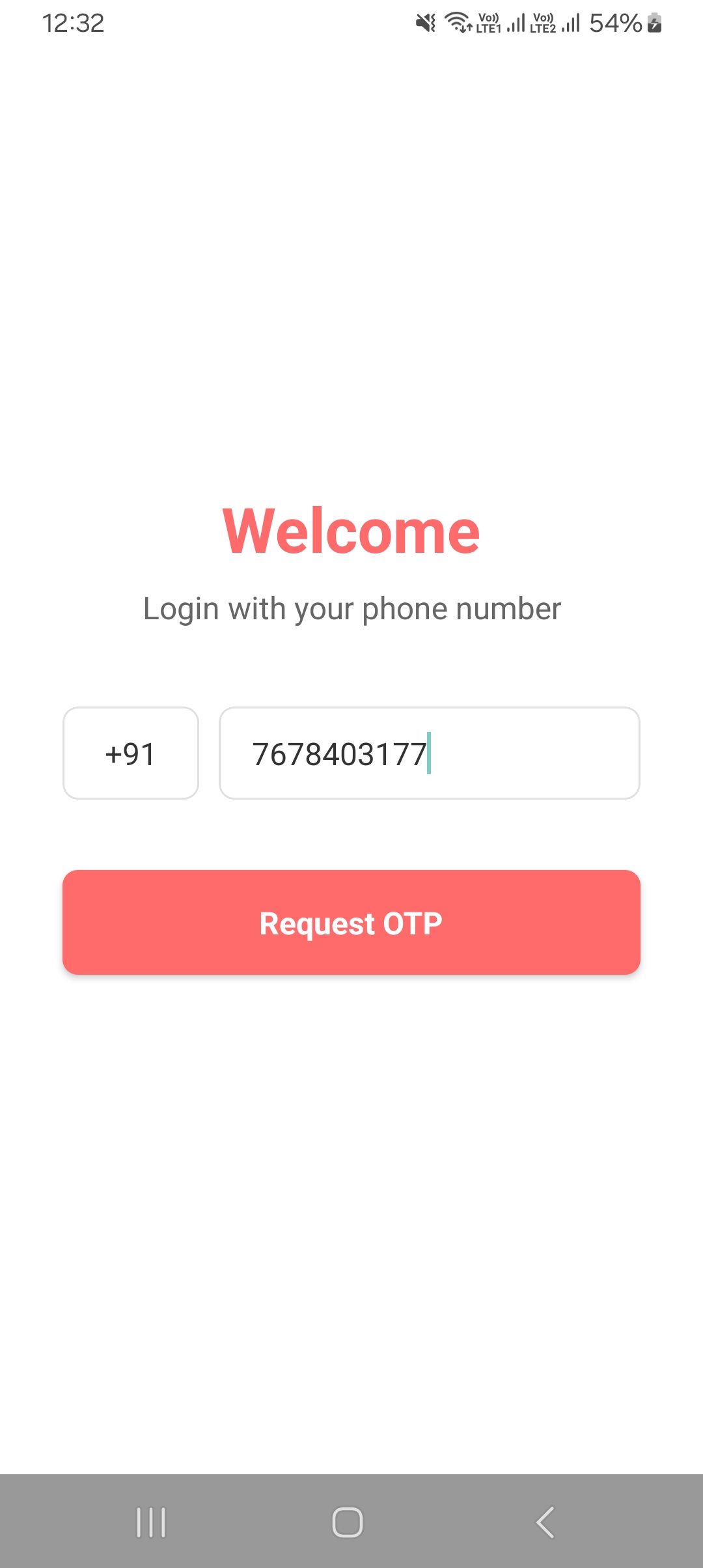 Enlov phone login screen